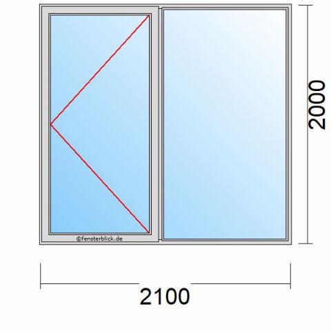 Nebeneingangstür 2100x2000mm DR Seitenteil Rechts schematische Zeichnung