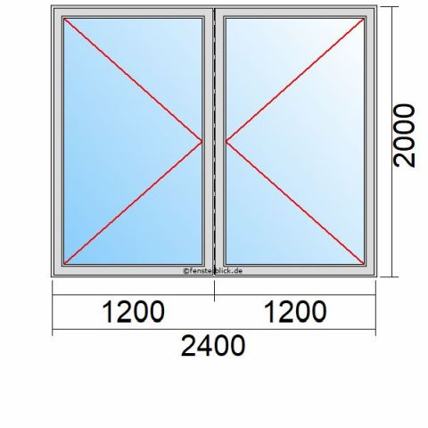 Nebeneingangstür 2400x2000mm DL DR schematische Zeichnung