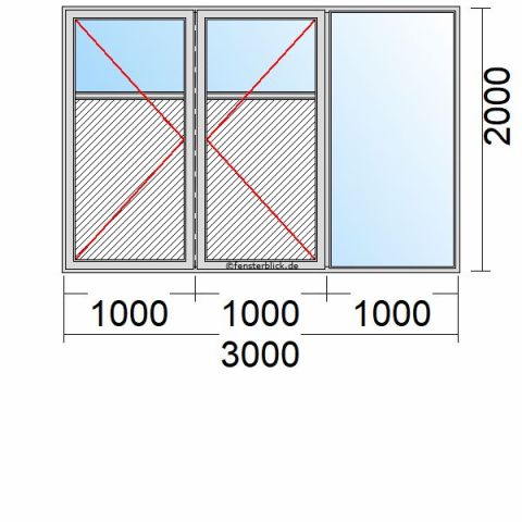 Nebeneingangstür mit Füllung 3000x2000mm DL DR Seitenteil rechts