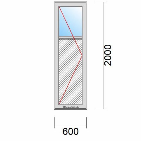 Nebeneingangstür mit Füllung 600x2000mm DL schematische Zeichnung