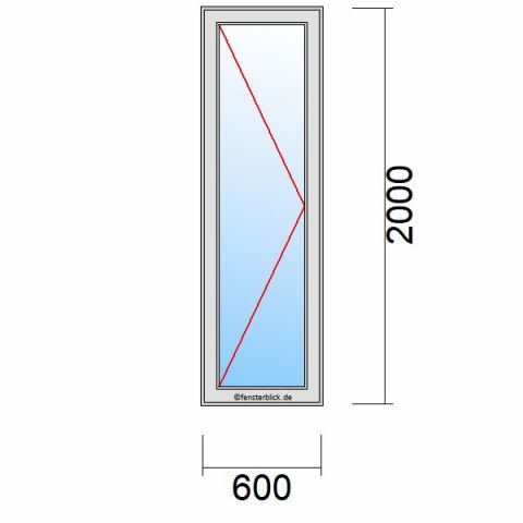 Nebeneingangstür 600x2000mm DL schematische Zeichnung