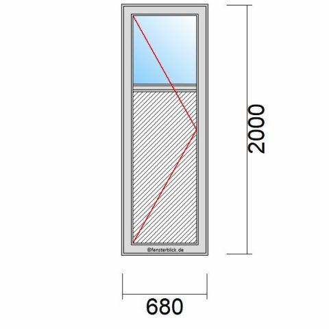 Nebeneingangstür mit Füllung 680x2000mm DL schematische Zeichnung