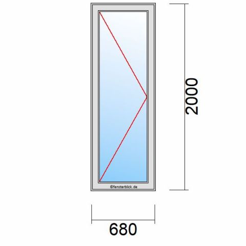 Nebeneingangstür 680x2000mm DL schematische Zeichnung