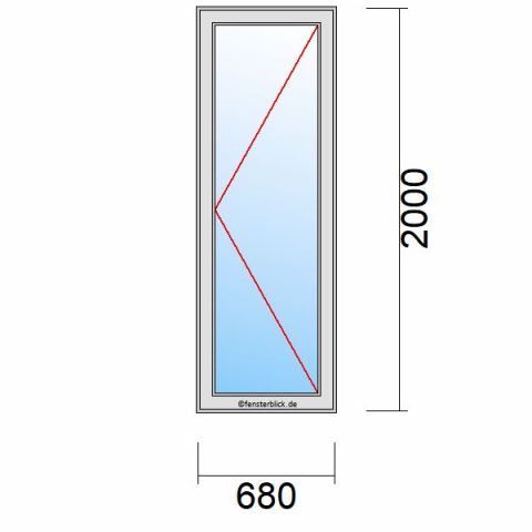 Nebeneingangstür 680x2000mm DR schematische Zeichnung