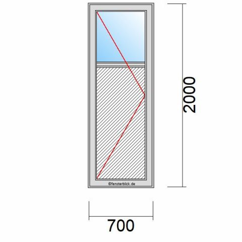 Nebeneingangstür mit Füllung 700x2000mm DL schematische Zeichnung