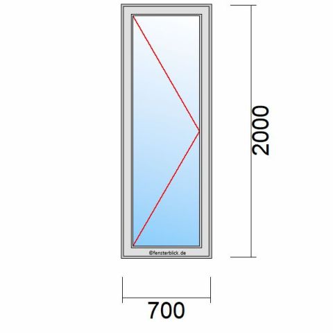 Nebeneingangstür 700x2000mm DL schematische Zeichnung