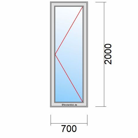 Nebeneingangstür 700x2000mm DR schematische Zeichnung