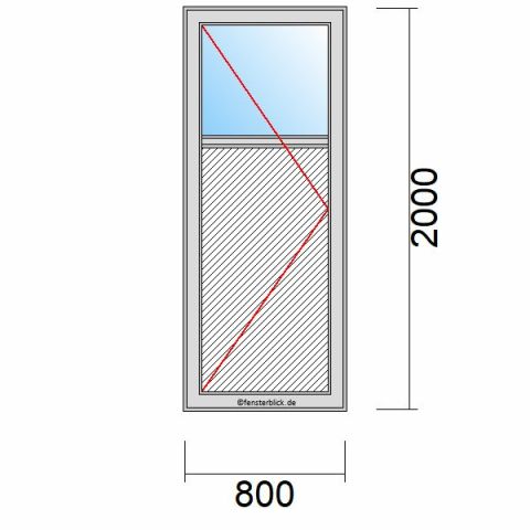 Nebeneingangstür mit Füllung 800x2000mm DL schematische Zeichnung