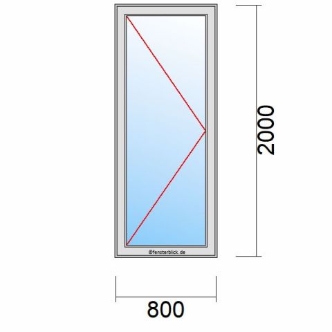 Nebeneingangstür 800x2000mm DL schematische Zeichnung