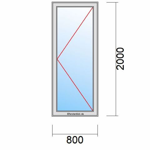 Nebeneingangstür 800x2000mm DR schematische Zeichnung