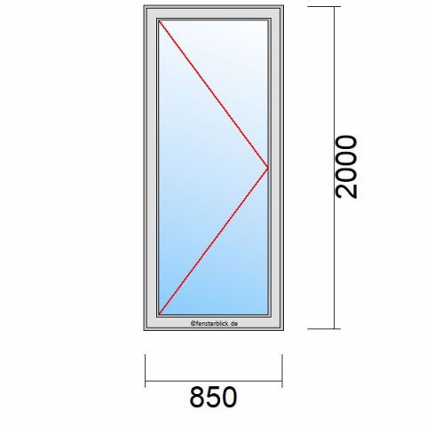 Nebeneingangstür 850x2000mm DL schematische Zeichnung