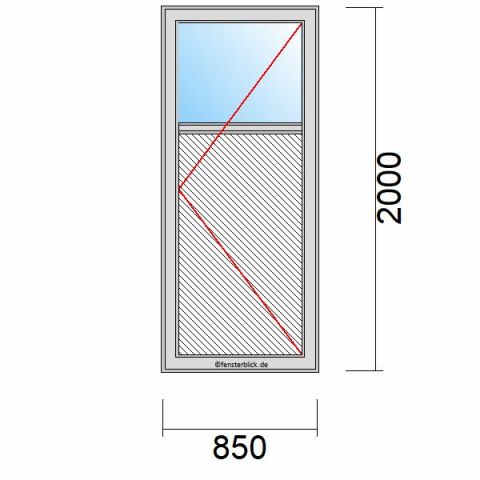 Nebeneingangstür mit Füllung 850x2000mm DR schematische Zeichnung