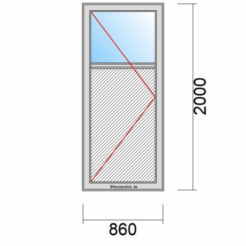 Nebeneingangstür mit Füllung 860x2000mm DL schematische Zeichnung