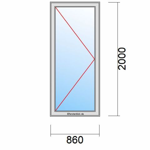 Nebeneingangstür 860x2000mm DL schematische Zeichnung