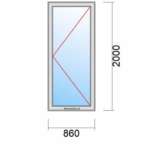 Nebeneingangstür 860x2000mm DR schematische Zeichnung