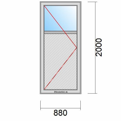 Nebeneingangstür mit Füllung 880x2000mm DL schematische Zeichnung