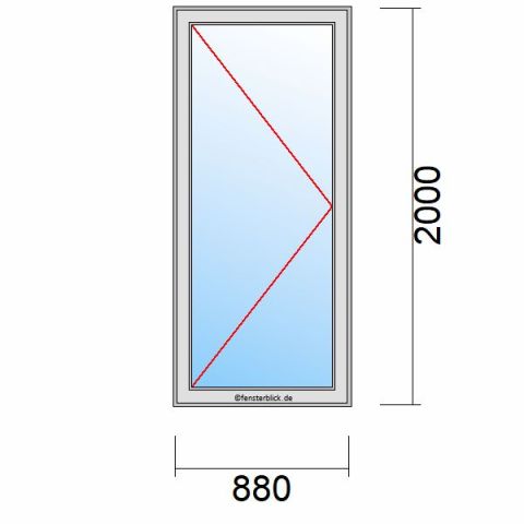 Nebeneingangstür 880x2000mm DL schematische Zeichnung