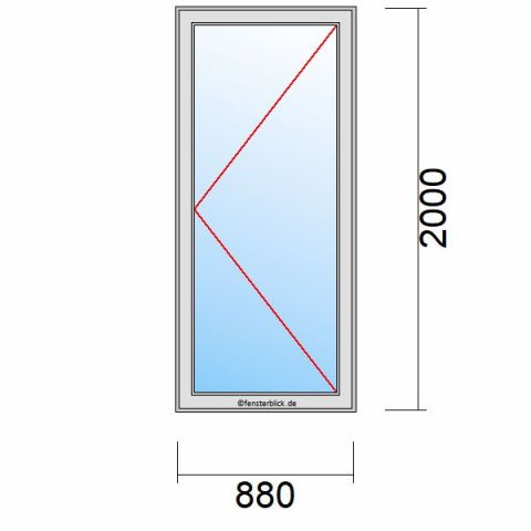 Nebeneingangstür 880x2000mm DR schematische Zeichnung