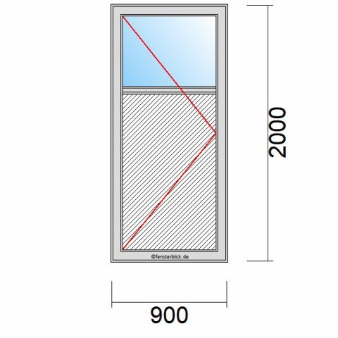 Nebeneingangstür mit Füllung 900x2000mm DL schematische Zeichnung