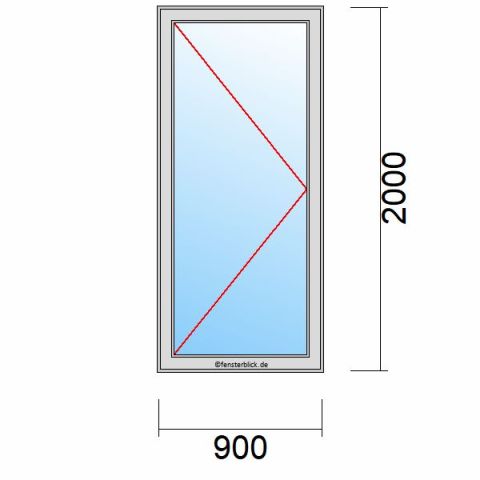 Nebeneingangstür 900x2000mm DL schematische Zeichnung