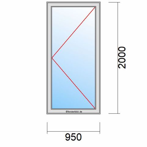 Nebeneingangstür 950x2000mm DR schematische Zeichnung