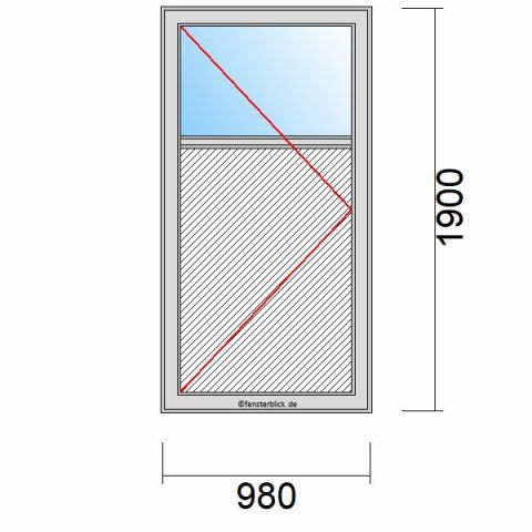 Nebeneingangstür mit Füllung 980x1900mm DL schematische Zeichnung