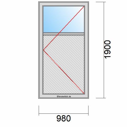 Nebeneingangstür mit Füllung 980x1900mm DR schematische Zeichnung