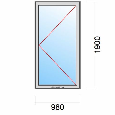 Nebeneingangstür 980x1900mm DR schematische Zeichnung