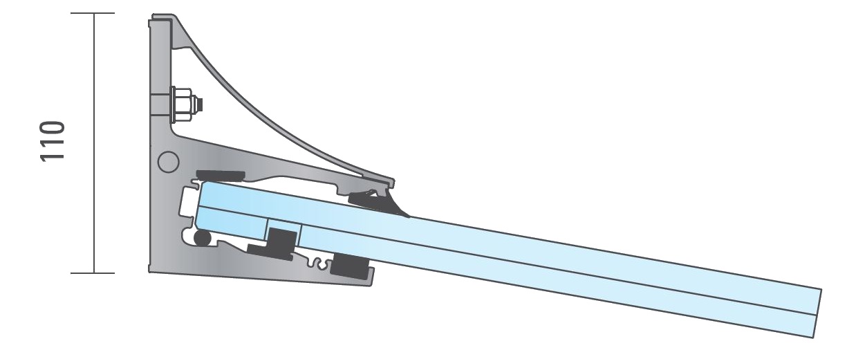 Glassline CANOPY cloud System 1500 Vordach - Querschnitt