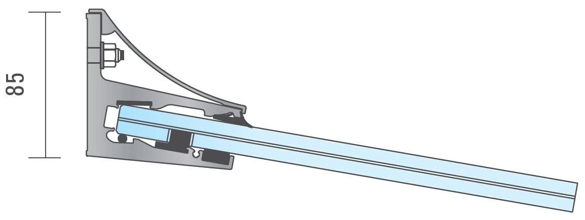 Glassline CANOPY cloud System 1100 Vordach - Querschnitt