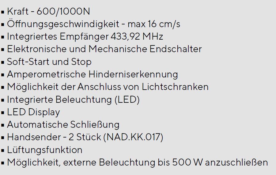 Krispol Sektionaltor Antrieb Motor Starcus K10 Details