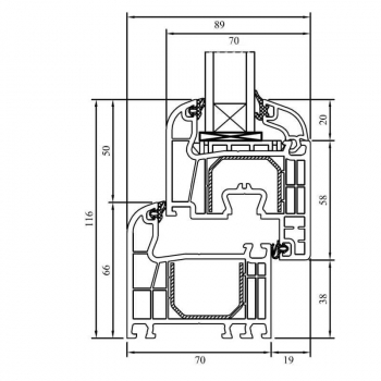 Kunststofffenster Iglo 5 Classic Dreh-Kipp technische Zeichnung