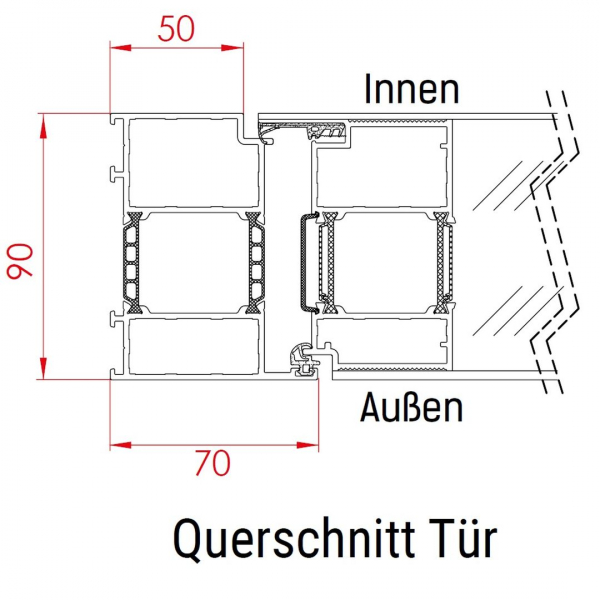 FM Aluminium Haustür P90 Blackline Modell 21 Grau