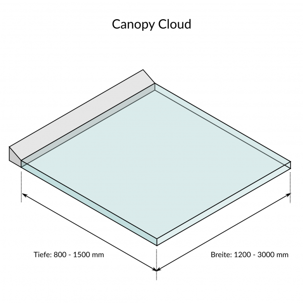 Glassline CANOPY cloud System 1100 Vordach aus Glas Maße